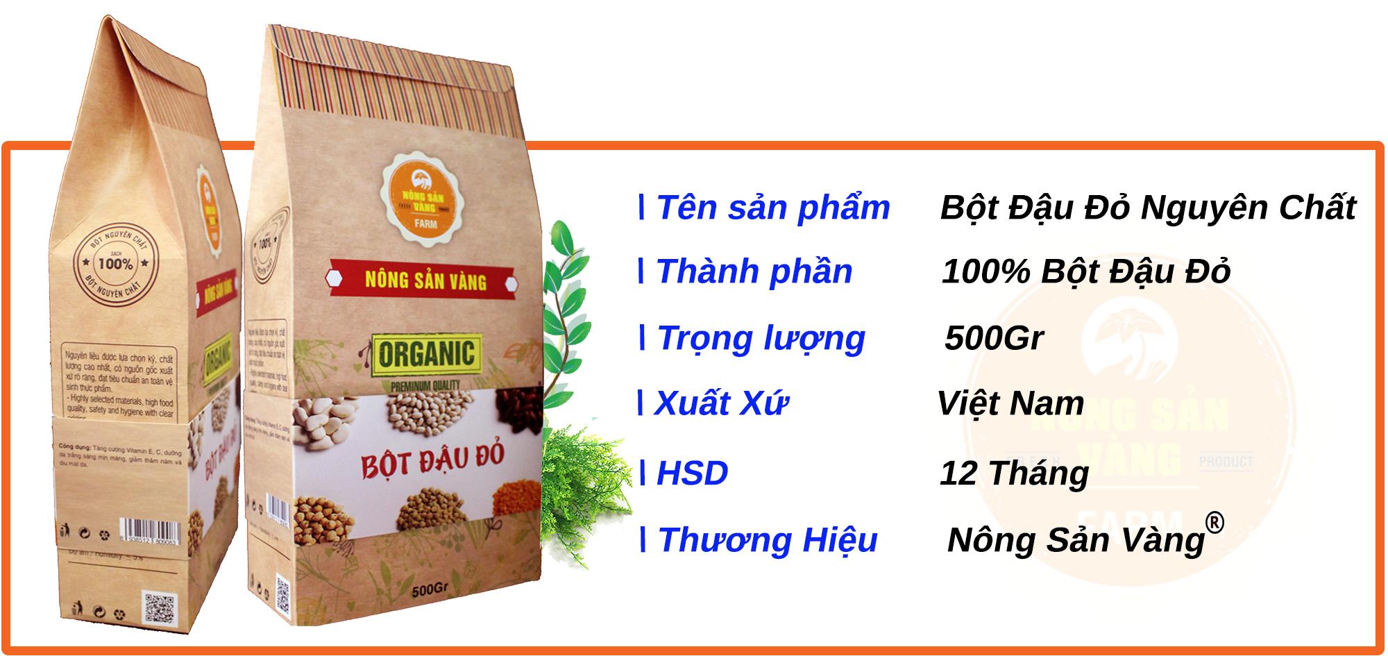 Bột Đậu Đỏ Nguyên Chất 500gr dưỡng da tẩy tế bào chết làm hồng da - Nông Sản Vàng