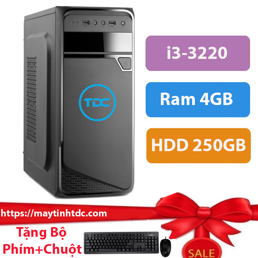 Máy tính để bàn max pc cpu core i3 3220 ram 4gb hdd 250gb+ qùa tặng bộ phím chuột, bàn di chuột. bảo hành 12 tháng.