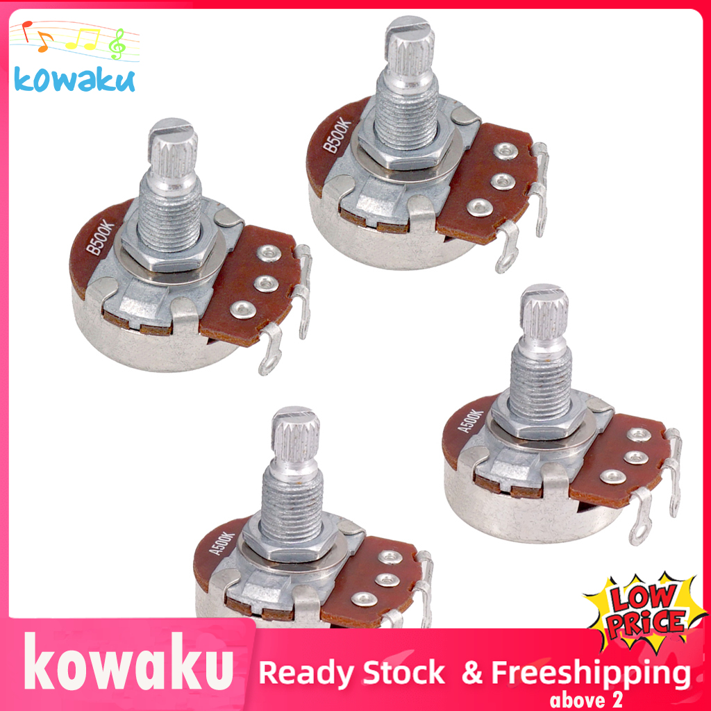 kowaku 4pcs Full Size A500K / B500K Audio Tone Volume Pots Potentiometer Dia 24mm L