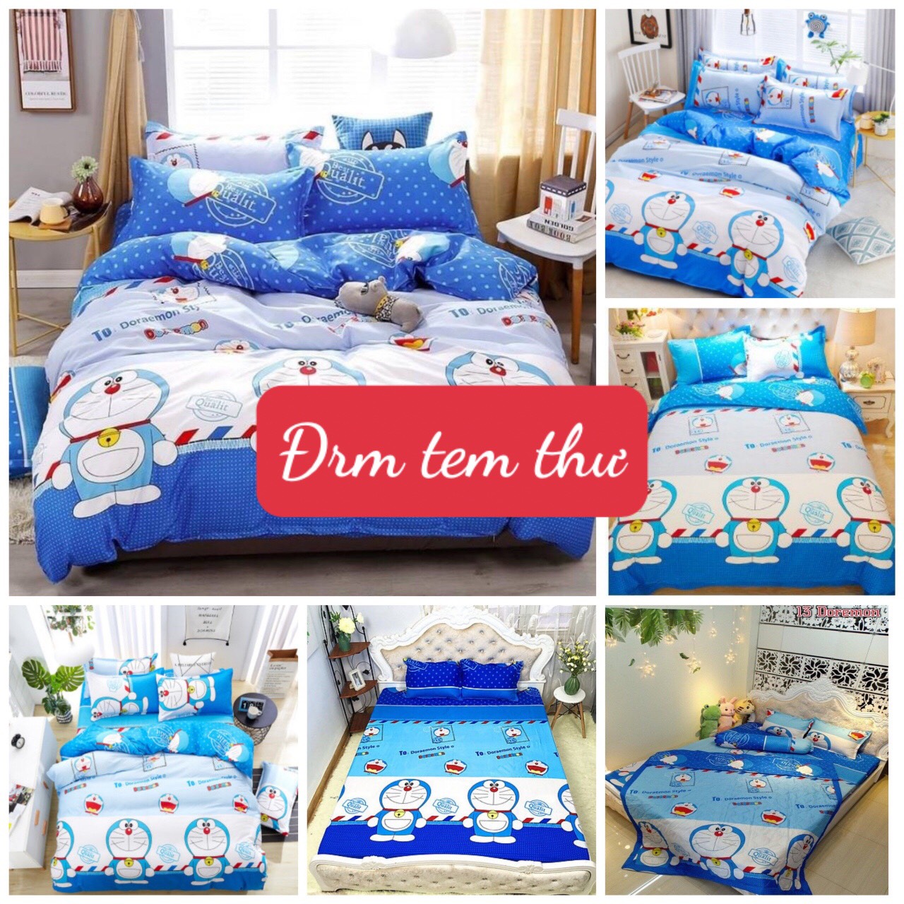 Combo 2 đôi vỏ gối nằm doremon kèm 1 đôi vỏ gối nằm heo kute