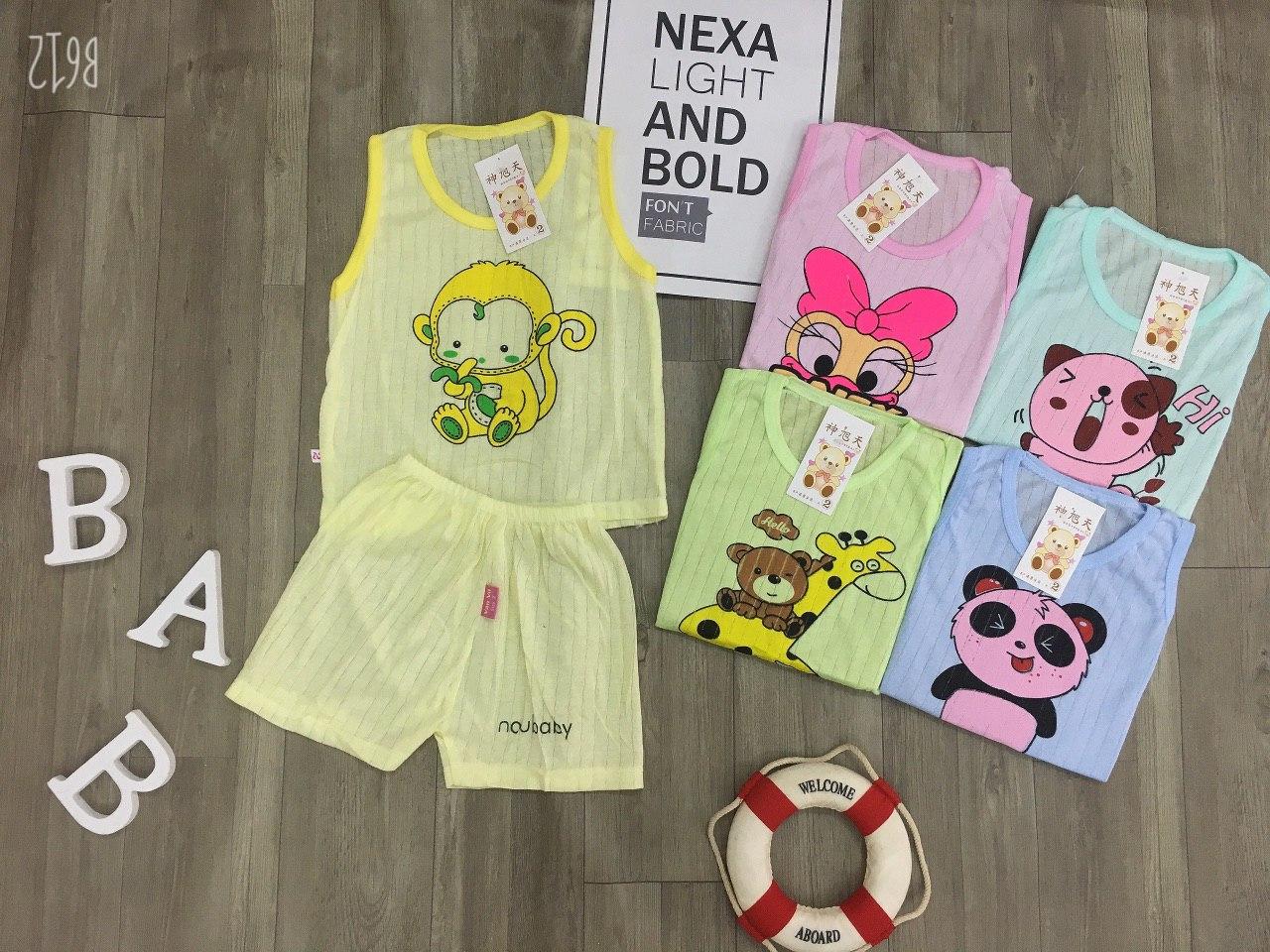 [HCM] COMBO 5 bộ cotton ba lỗ bé trai gái  noubaby size 4-15kg