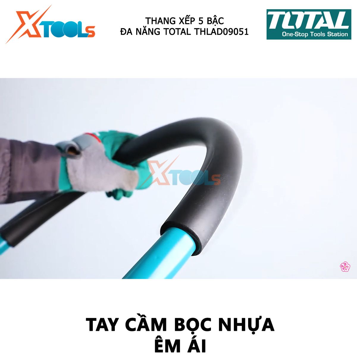 Thang xếp 5 bậc đa năng TOTAL THLAD09051 | thang xếp năm bậc thang kích thước khi mở thang 1030x490x1515mm XTOOLs