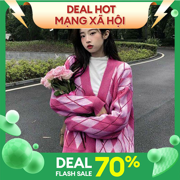 [HÀNG QUẢNG CHÂU] Áo khoác len nữ hàn quốc form rộng áo khoác len cardigan dáng dài họa tiết caro thời trang - Mã A519