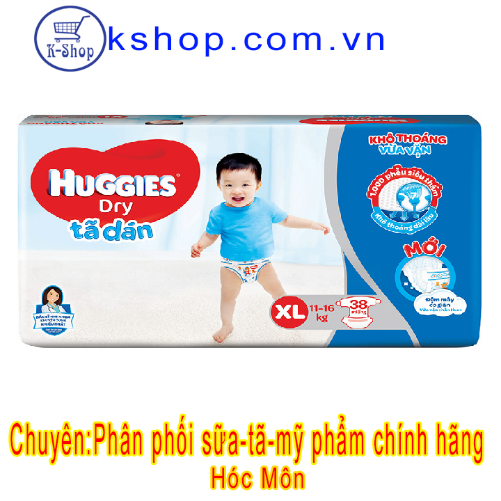 [HCM]Tã dán Huggies Dry XL ( 11-12kg38 miếng)