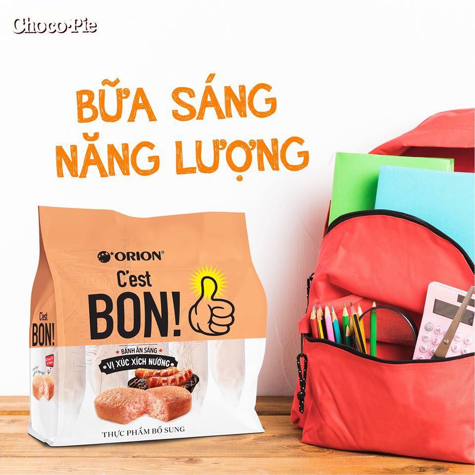 Bánh ăn sáng  C'est Bon! Orion (5 cái x 17G) (Xúc xích nớng)