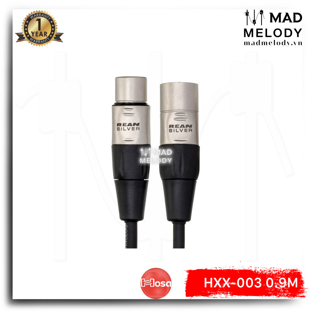 Hosa Pro Balanced Interconnect HXX-003 (0.9m) (REAN XLR3F - XLR3M) (Dây cáp tín hiệu canon XLR đực cái cao cấp, Brand New)