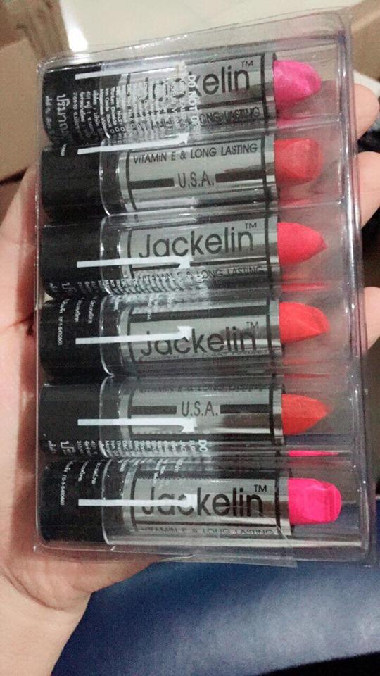 Set 6 cây son gió siêu lì không chì Jackelin Thái Lan