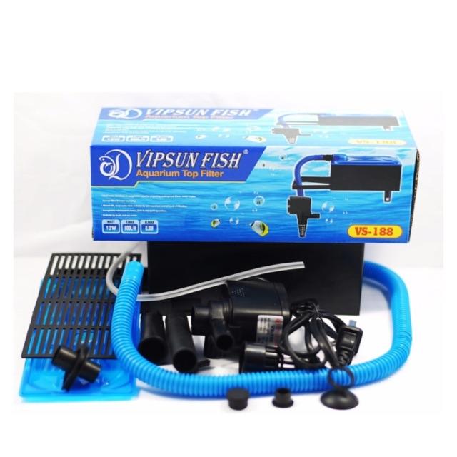 Vipsun Fish VS-188 - Bộ Máng và Máy Bơm Lọc Nước Hồ Cá - Có bông lọc