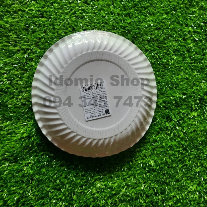 Combo 100 Đĩa Giấy Mpet Bạc 16cm - Kèm Muỗng