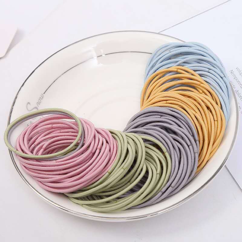 Túi Zip 100 Thun Buộc Tóc, Dây Cột Tóc Nhiều Màu, Dễ Cột, Không Đau Tóc