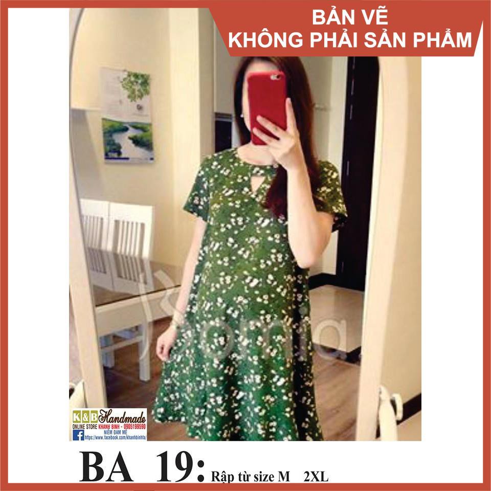 Rập giấy may đầm bầu cổ tròn mã BA9