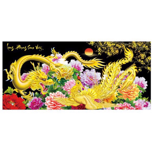 [HCM]Tranh đính đá LONG PHỤNG SUM VẦY LV240 (chưa đính)