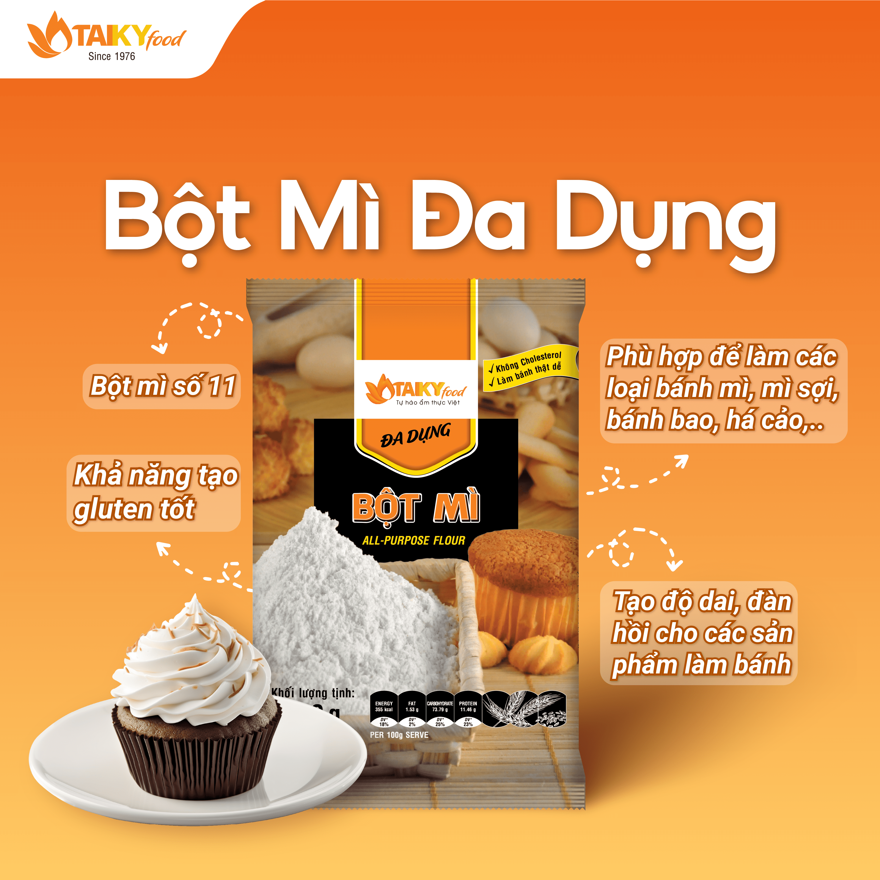 Bột mì đa dụng Tài Ký gói 500g