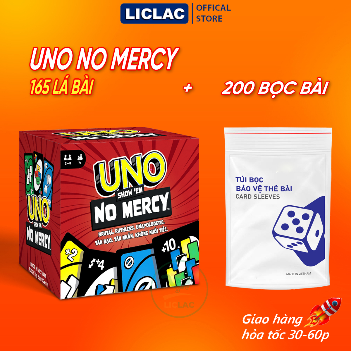 Bài uno no mercy 165 lá phiên bản uno +10 luật chơi hấp dẫn, khắc nghiệt, trò chơi board game giải trí cùng bạn bè