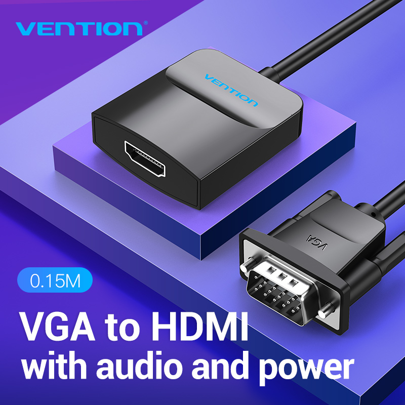 Vention Bộ chuyen đổi VGA to HDMI 1080P Video Âm Thanh HD Đầu Nối For