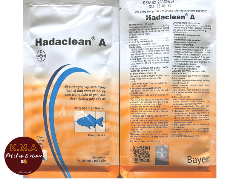 HADACLEAN A -  PHÒNG KÝ SINH TRÙNG TRÊN CÁ (GÓI 100G)