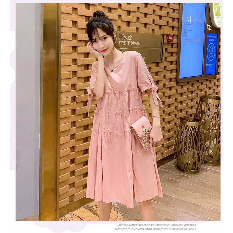 🔅ĐẦM BABYDOLL HỒNG TAY THẮT NƠ
