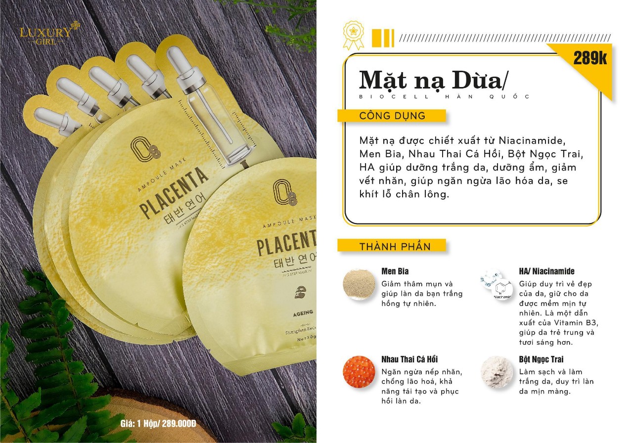Mặt Nạ Dừa Biocell O8 Luxury Girl ( 1 miếng nạ)