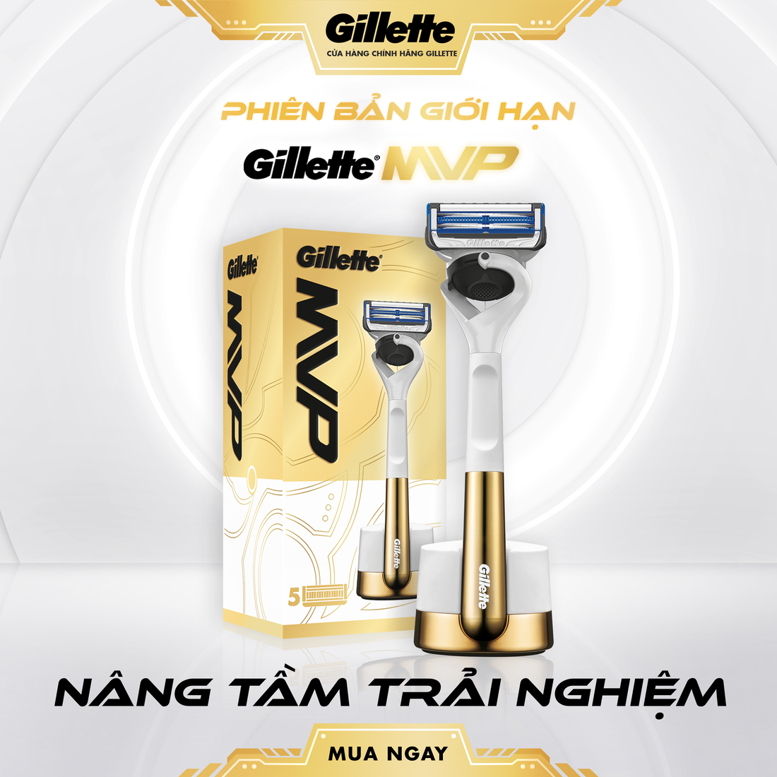 Dao Cạo Râu GILLETTE MVP 1 Cán + 5 Lưỡi