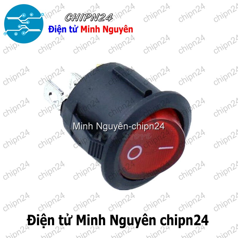 [2 cái] (F98.4) Công tắc Tròn 20MM Có Đèn Đỏ 3 chân 2 vị trí (6A 250VAC KCD1-105) (CTTCD3C) - HH004146