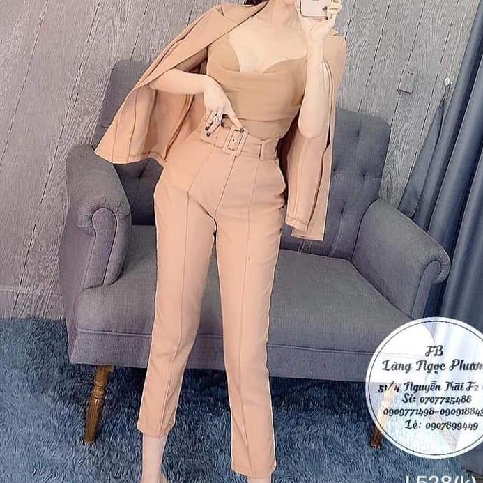 Sét áo khoác vest kèm áo phi cổ đỗ quần tây