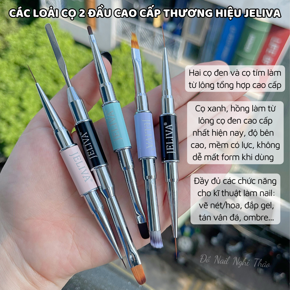 Cọ vẽ nét nail JELIVA 2 đầu Nghi Thảo