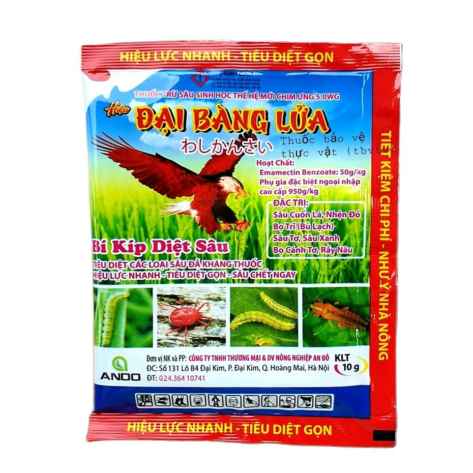 (Combo 5 gói)💎 Đại Bàng Lửa (10gr) Rầy nâu, Bọ cánh tơ, Sâu tơ, Sâu xanh, Nhện đỏ, Sâu cuốn lá, bọ trĩ..💖 Thuốc trừ sâu sinh học Chim Ưng 5WG