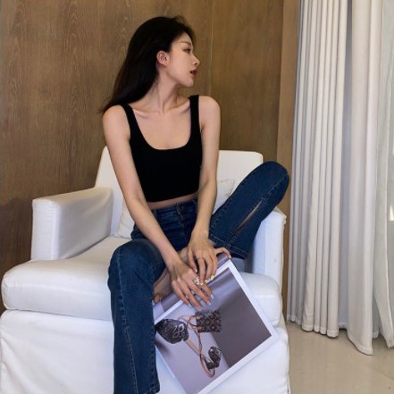 Áo croptop nữ kiểu cổ chữ U ôm sát nách