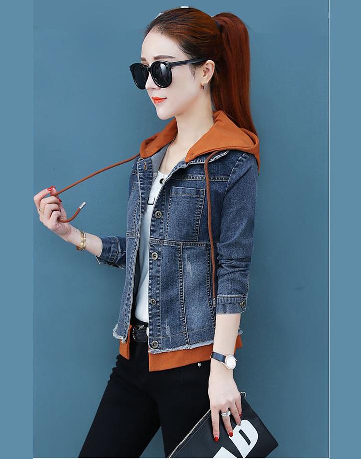 Áo Khoác Jean Nữ Nón Nâu