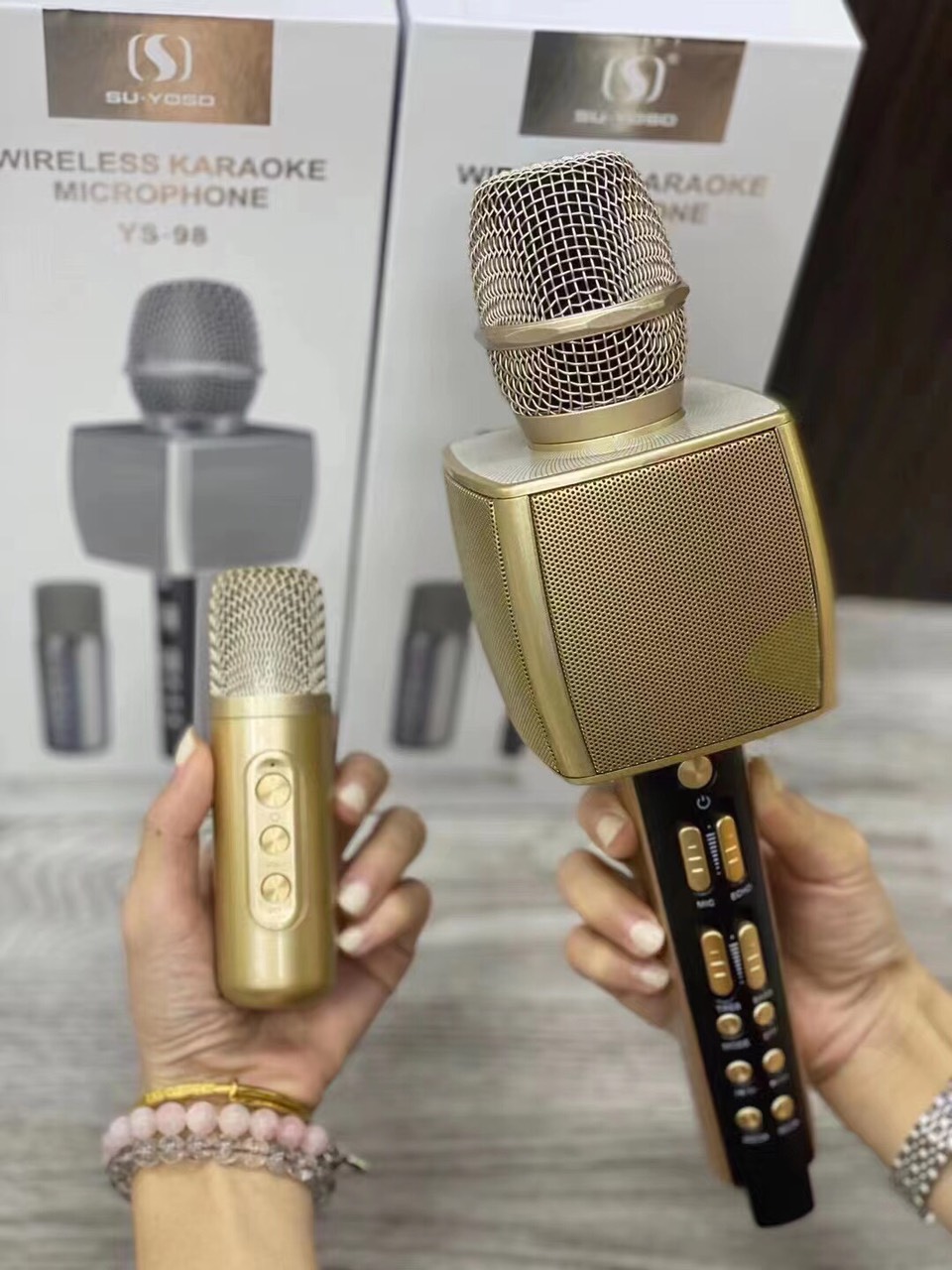 Micro Không Dây Karaoke, Micro Bluetooth Cầm Tay Mini YS-98 Song Ca Kiêm Loa Không Dây SuYosd - Chỉnh Echo Ngay Trên Micro, Tích Hợp Thay Đổi Giọng Nói, Siêu Hút Tiếng, Hát Siêu Hay, Chống Hú Rè Siêu Tốt, Hỗ Trợ Trợ Thu Âm, Livestream