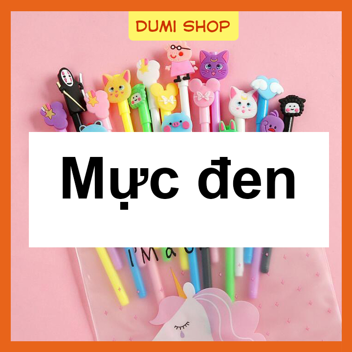 Set 20 viết bi - bút bi mực nước icon ngộ nghĩnh siêu cute kèm túi zip Dumi Shop