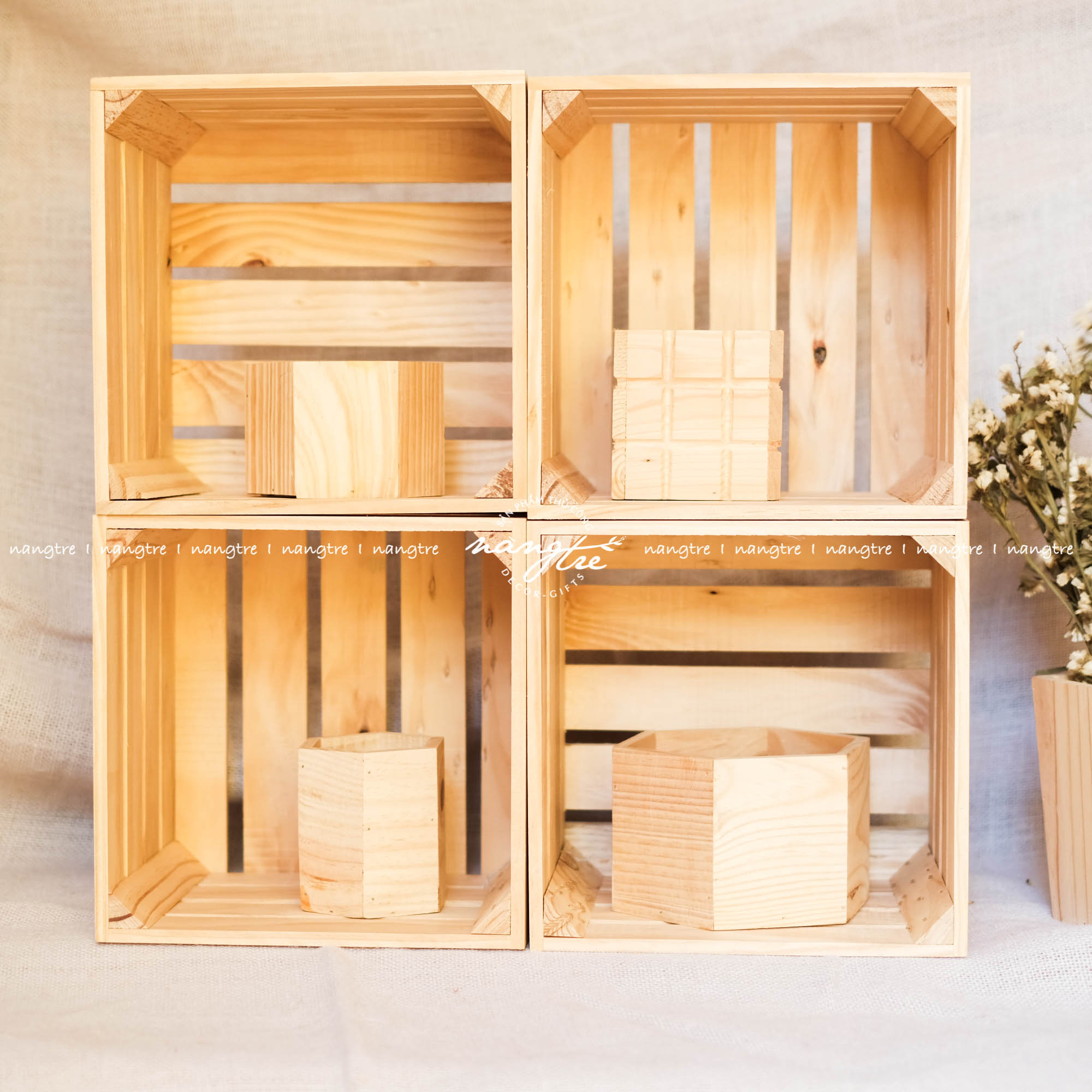 Kệ gỗ vuông pallet _ Thùng gỗ pallet vuông