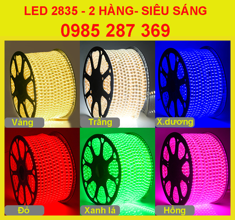 Đèn LED Dây Đôi 2835 - 2 Hàng - Siêu sáng - Chống nước (Mua 10m tặng 1 nguồn)