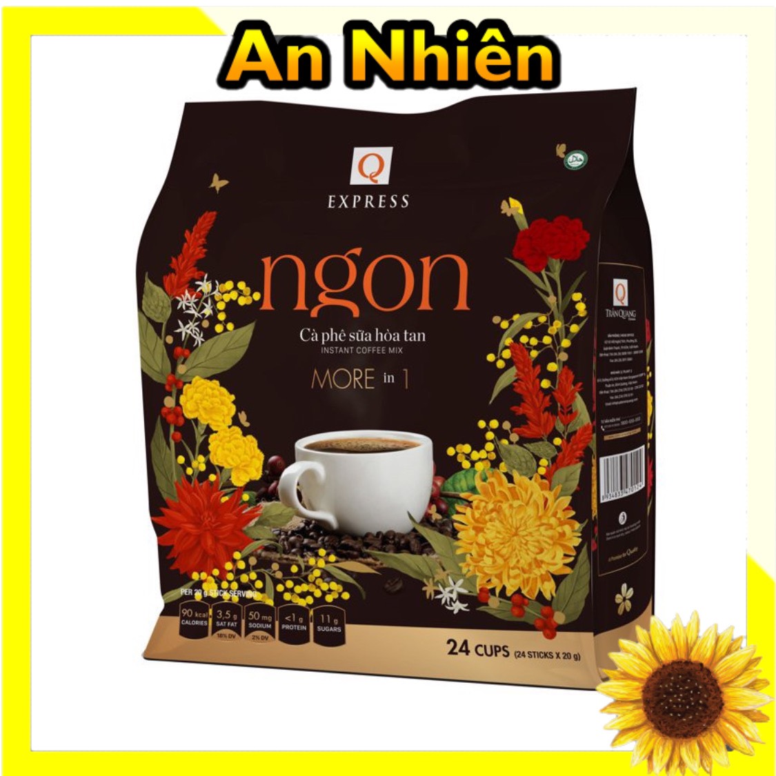 Cà phê sữa Ngon Trần Quang 480g bịch 24 gói 20g
