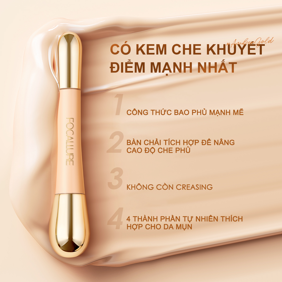 Kem Che Khuyết Điểm FOCALLURE Trọng Lượng Nhẹ Chống Thấm Nước 8g