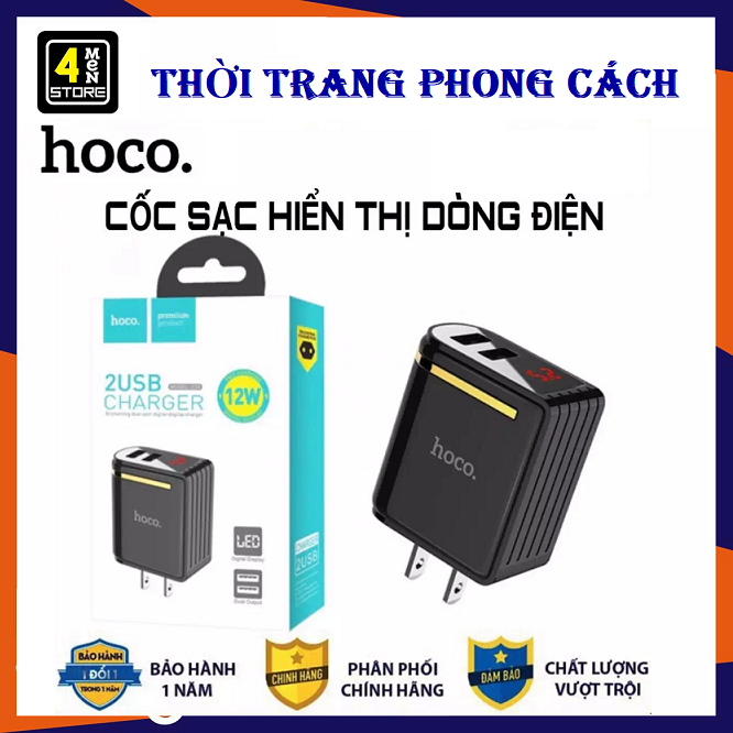 [HCM]⚡ Bảo Hành 6 Tháng ⚡ Cốc Sạc Nhanh Hoco C39 - 2 Cổng USB Tích Hợp Đèn Led Báo Nguồn Điện - Mẫu Mới ⚡
