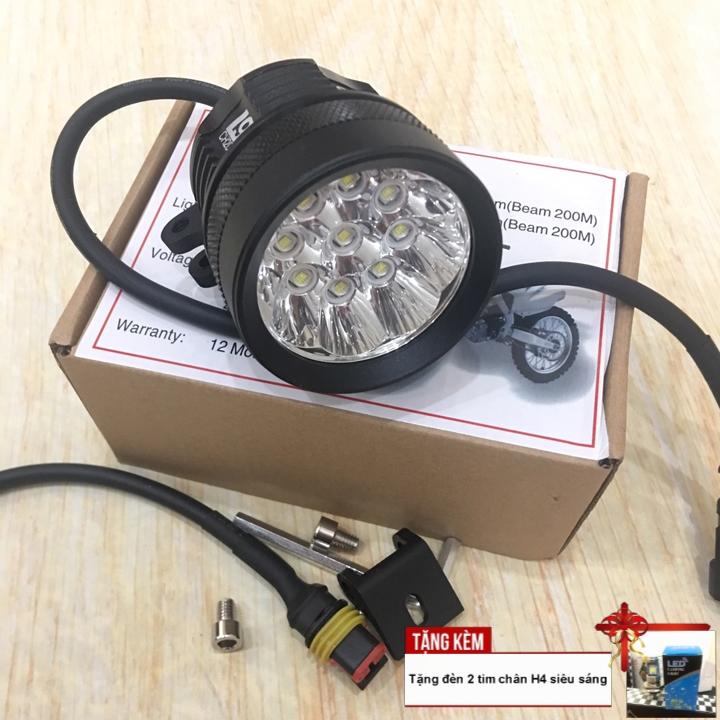 Đèn trợ sáng xe máy l9x - led 9 bóng sáng siêu mạnh - tặng ngay đèn led 2 tim chân h4