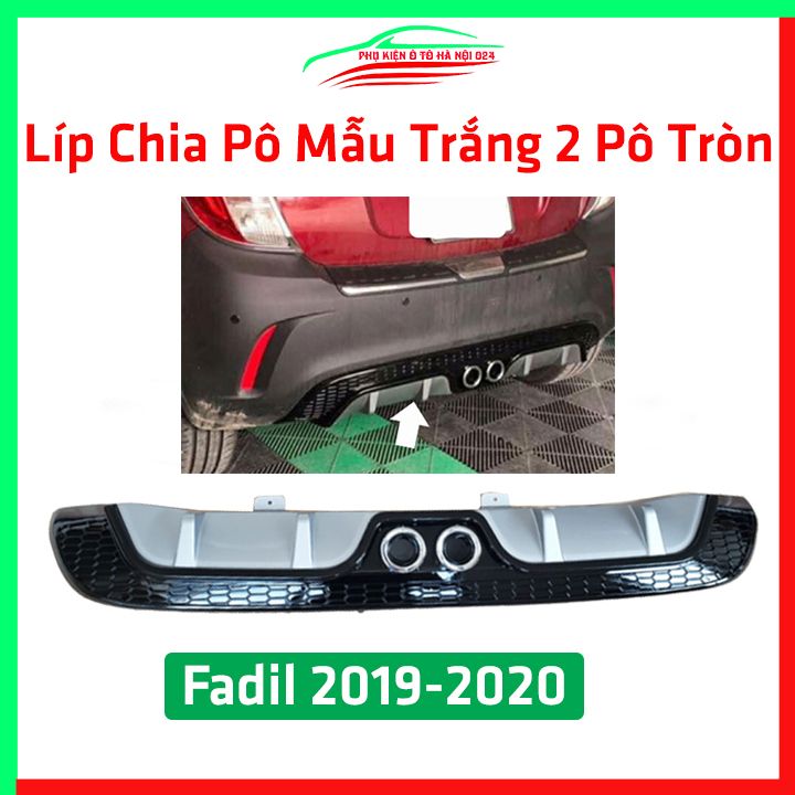 Lippo, líp chia pô ô tô Vinfast Fadil 2019-2020 Trắng 2 Pô Tròn chuẩn form trang trí, bảo vệ xe hơi