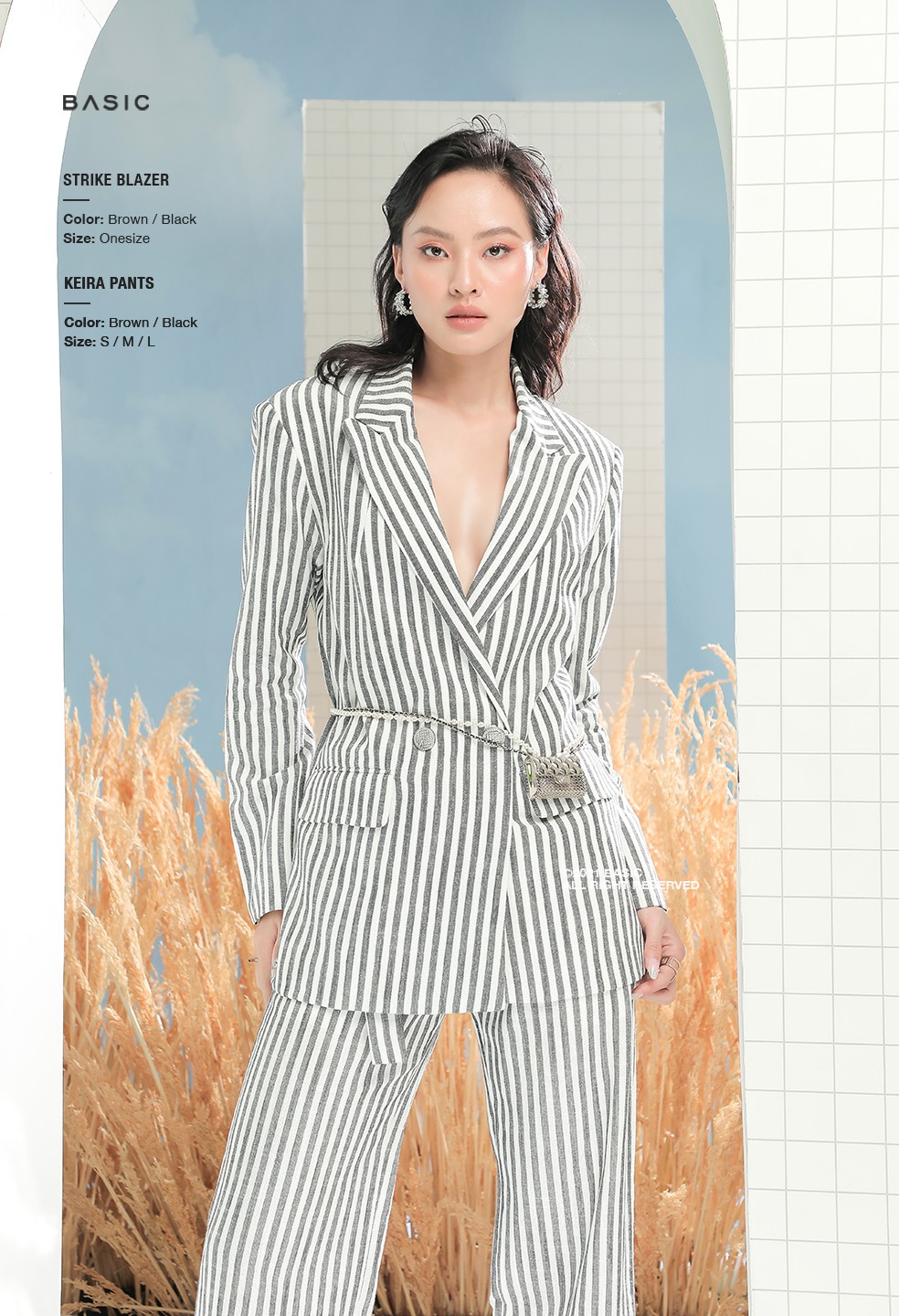 Áo khoác blazer kẻ sọc BASIC STRIKE BLAZER
