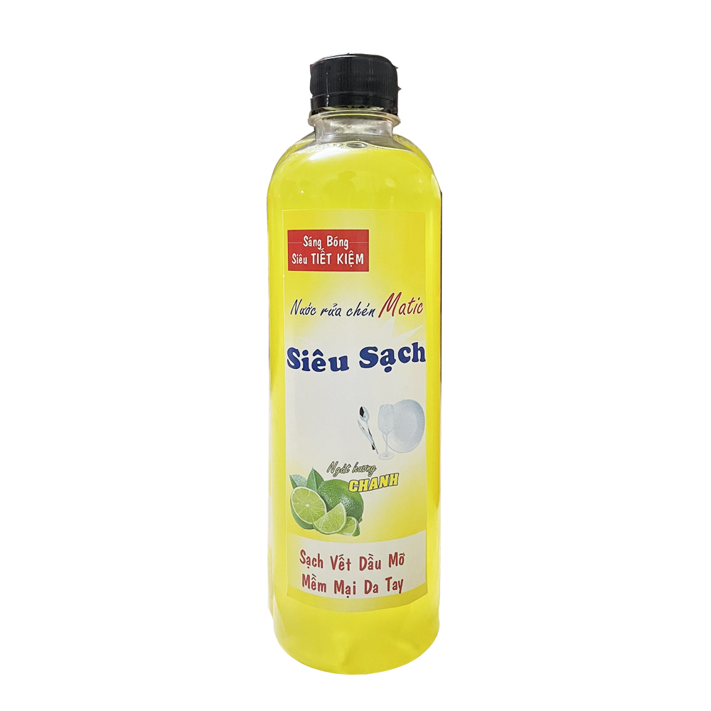 Nước rửa chén hương chanh Matic Siêu Sạch can 5kg