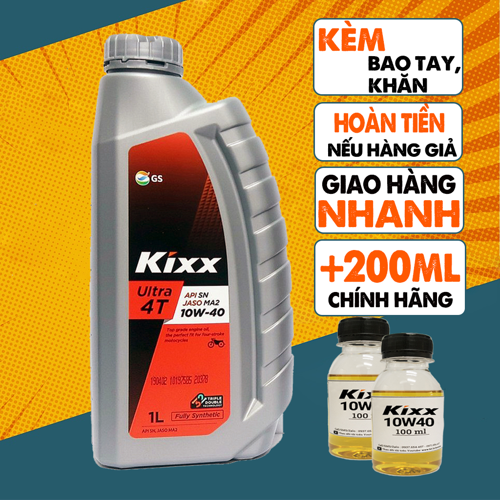 Bán 1.2 Lít Nhớt Kixx Ultra 4T 10W40, Nhớt Xe Số Tổng Hợp Hoàn Toàn, Nhập Hàn Quốc, Phù Hợp Với Xe Đi Trong Phố, Máy Chạy Êm