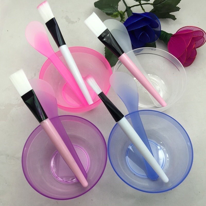 Combo bát trộn + cọ + que quét + đắp mặt nạ