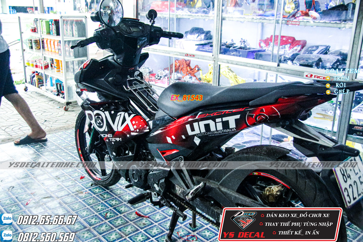 Tem trùm Ex 150 đỏ đen trắng