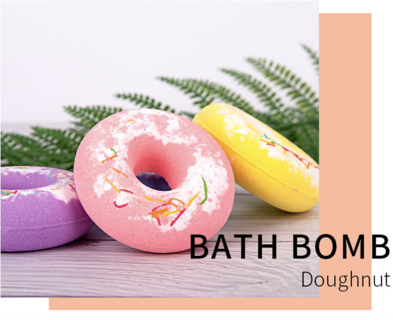 Bom tắm muối tắm Donut, Bath Bomb Doughnut nhiều mùi hương giúp làm sạch, dưỡng ẩm tẩy da chết và thư giãn cho da