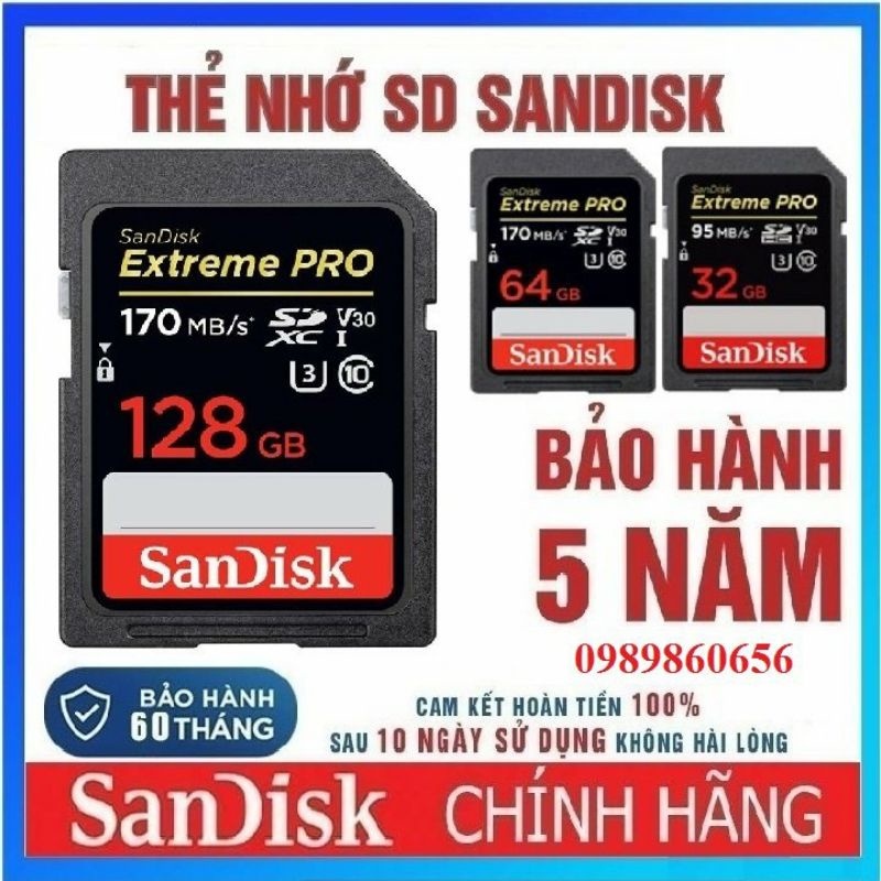 Thẻ nhớ máy ảnh Sandick Extreme PRO 128GB 64GB 32GB 16GB U3 upto 170MB s