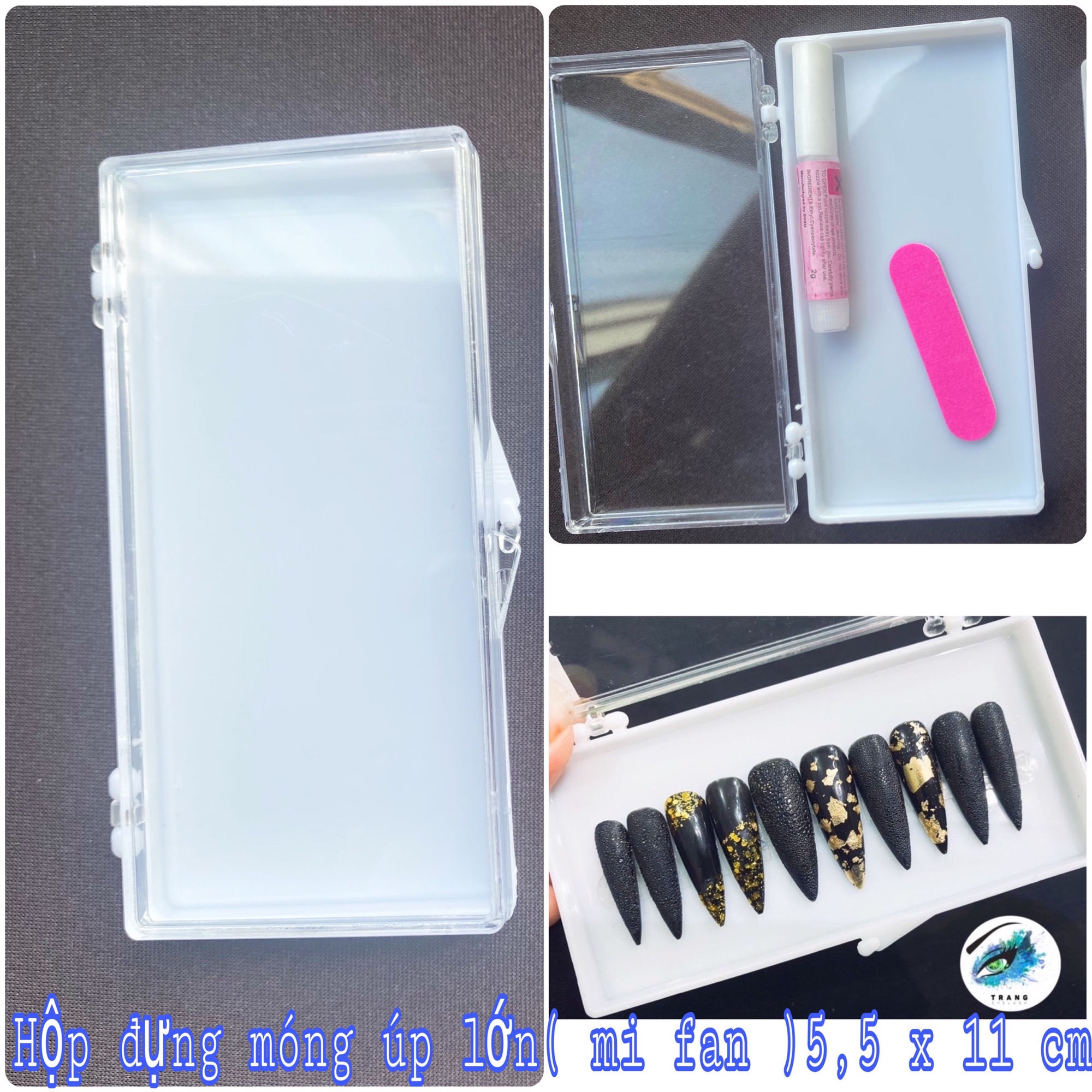Combo 10 hộp dài dùng đựng móng úp-đựng lông mi