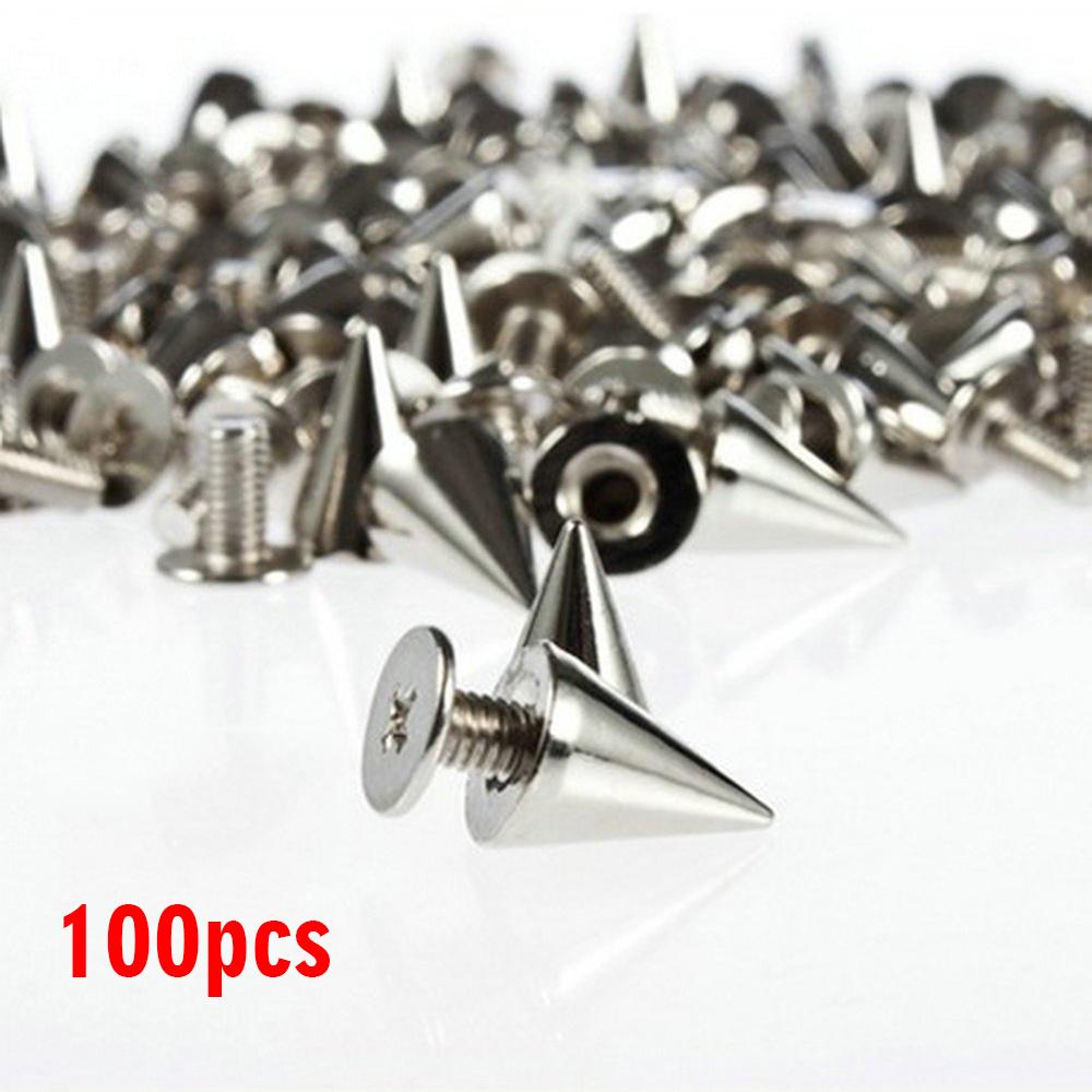 Silver Rivets Cone Shape Spikes Screwback Studs DIY Craft Cool Punk Metal Fixing Tool Kit for Belts Jackets Leather Crafts and Repairing Decorating Product