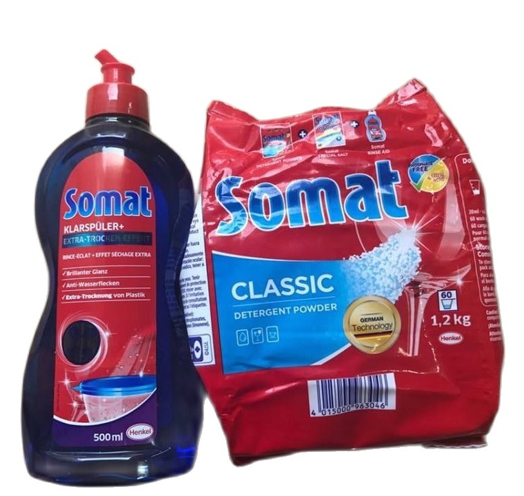 bột rửa chén bát somat1,2kg + nước làm bóng somat 750ml