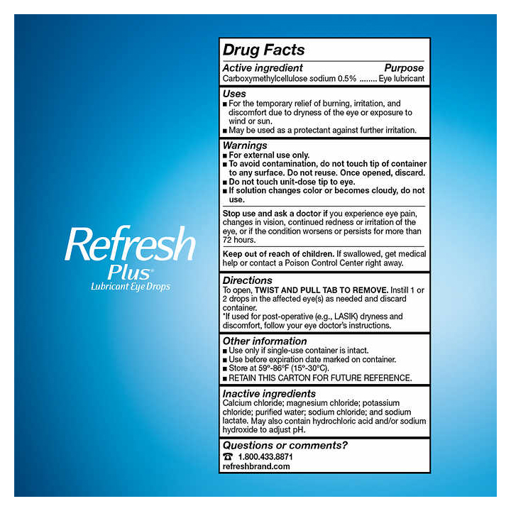 Nước mắt nhân tạo Refresh Plus Lubricant Eye Drops hộp 100 tuýp