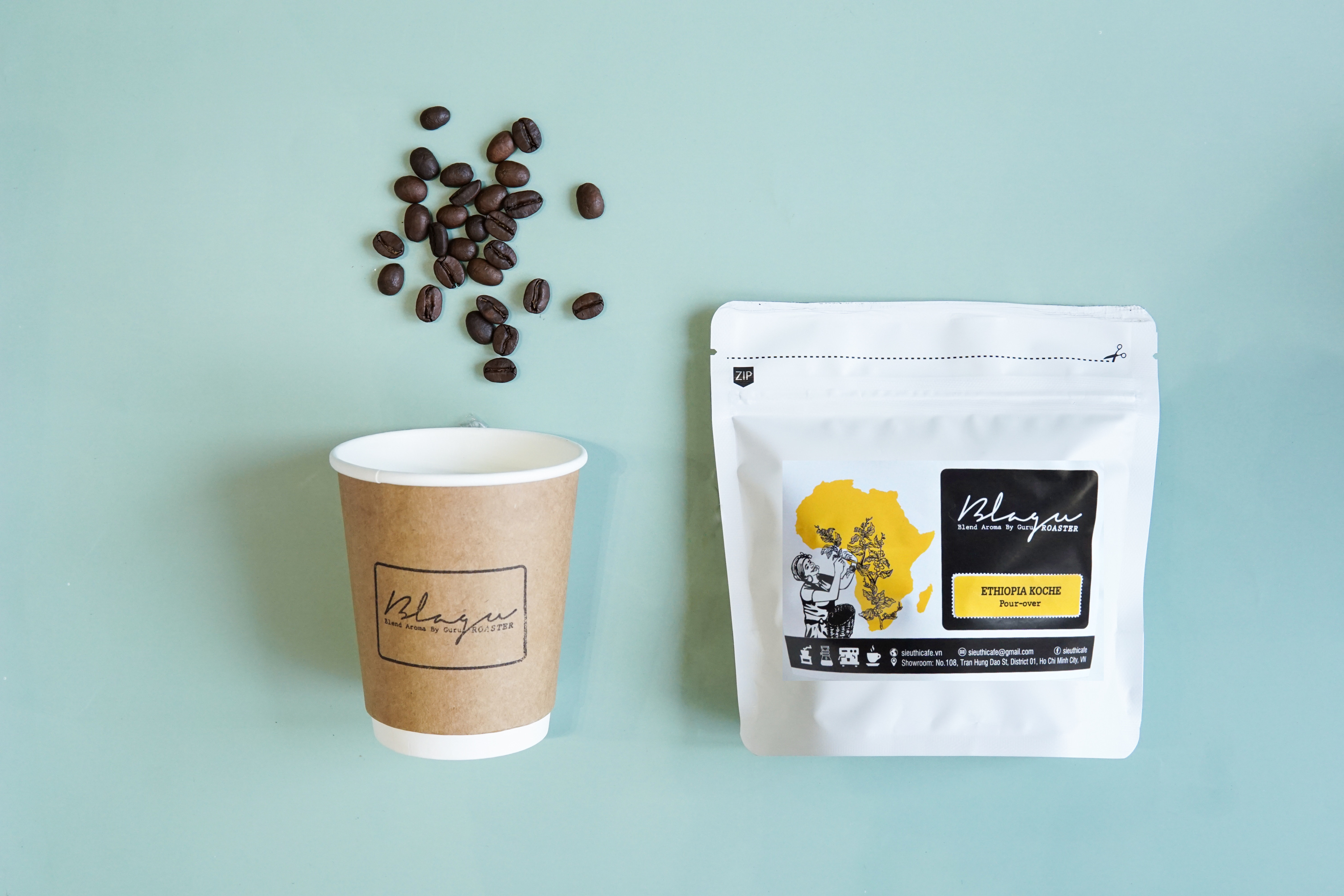 CÀ PHÊ BLAGU HẠT ĐÃ RANG, ETHIOPIA W.GUJI, LIGHT-MEDIUM ROAST, 100G